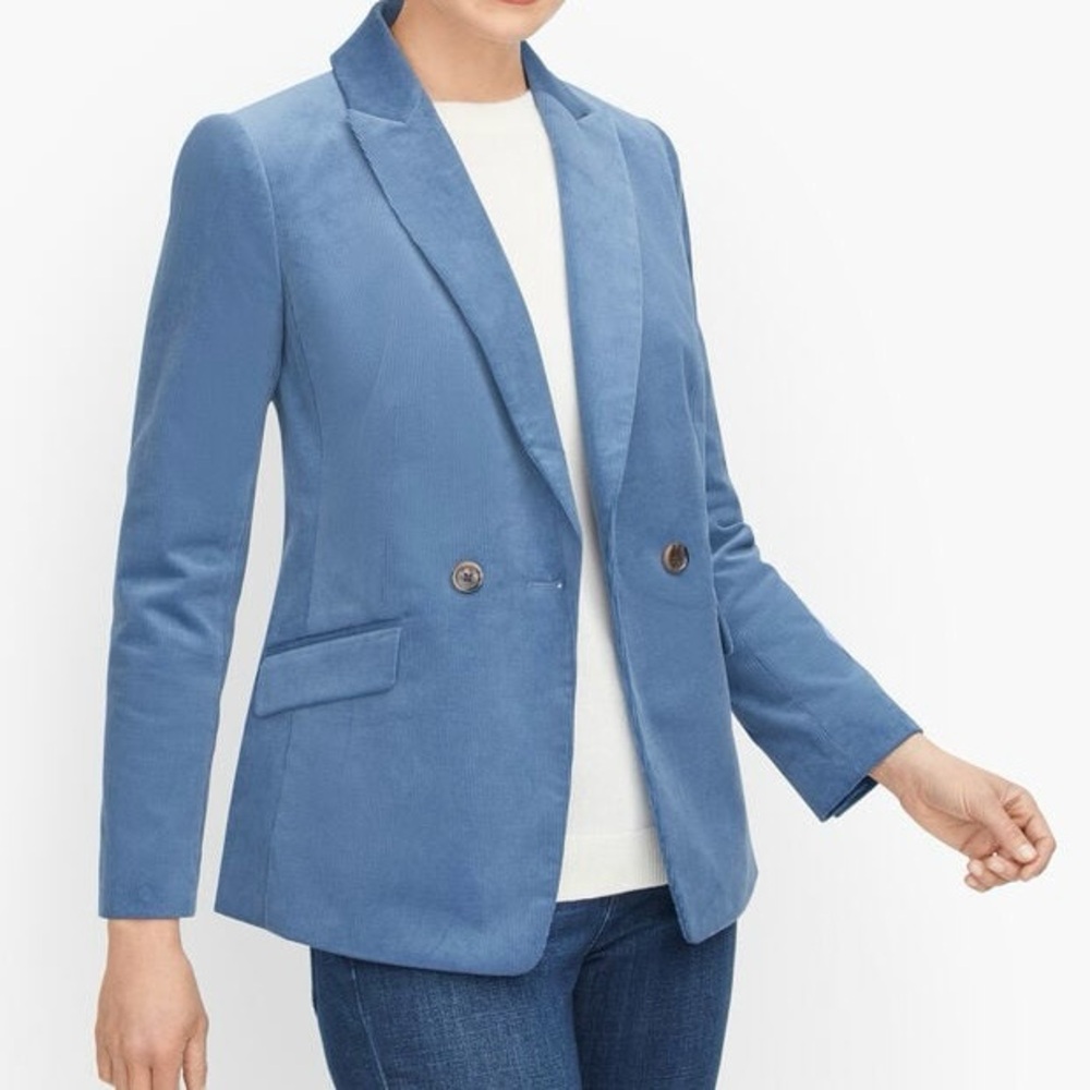 Talbots Corduroy Double Breasted Blazer Blue size 14